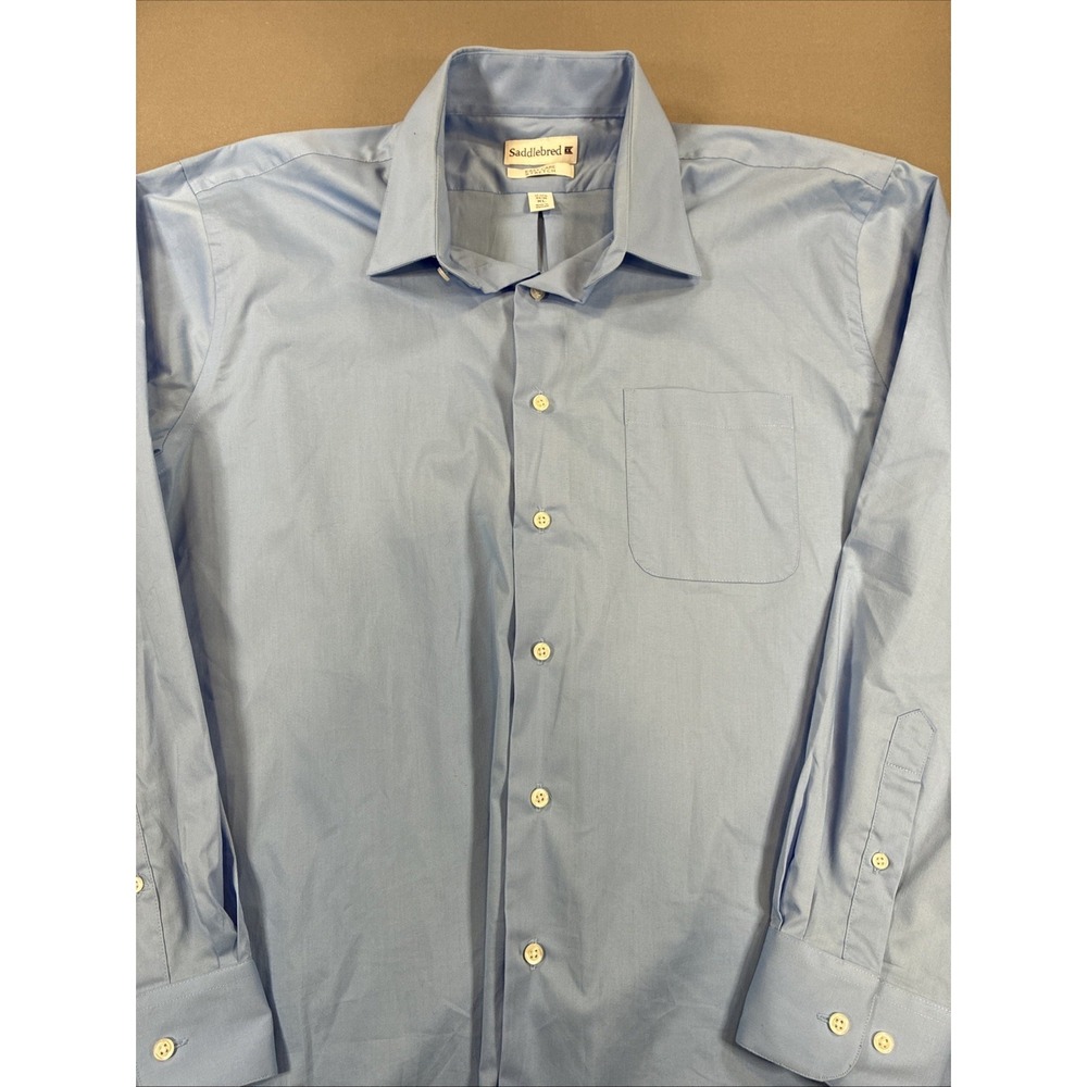Saddlebred Mens XL 17-17.5 - 34/35 Easy Care Dress Shirt Light Blue Long Sleeve